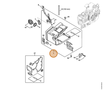 STIHL part 1129-350-0806 — IPL diagram snippet (6x zoom, amber highlight)