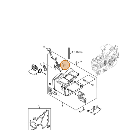STIHL part 1129-350-3600 — IPL diagram snippet (6x zoom, amber highlight)
