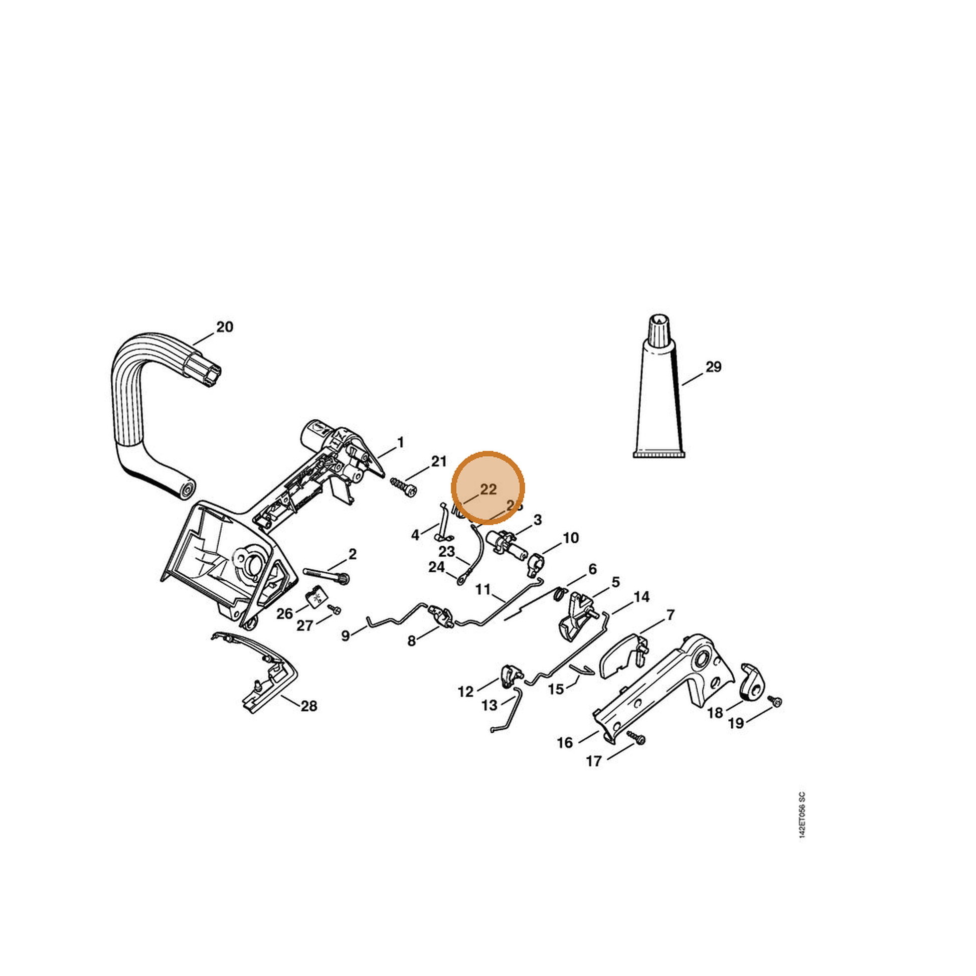 STIHL part 1129-440-4000 — IPL diagram snippet (6x zoom, amber highlight)