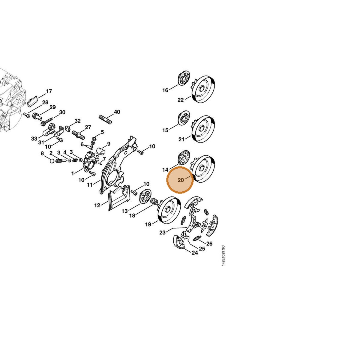 STIHL part 1129-640-2050 — IPL diagram snippet (6x zoom, amber highlight)