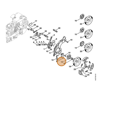 STIHL part 1129-640-7100 — IPL diagram snippet (6x zoom, amber highlight)