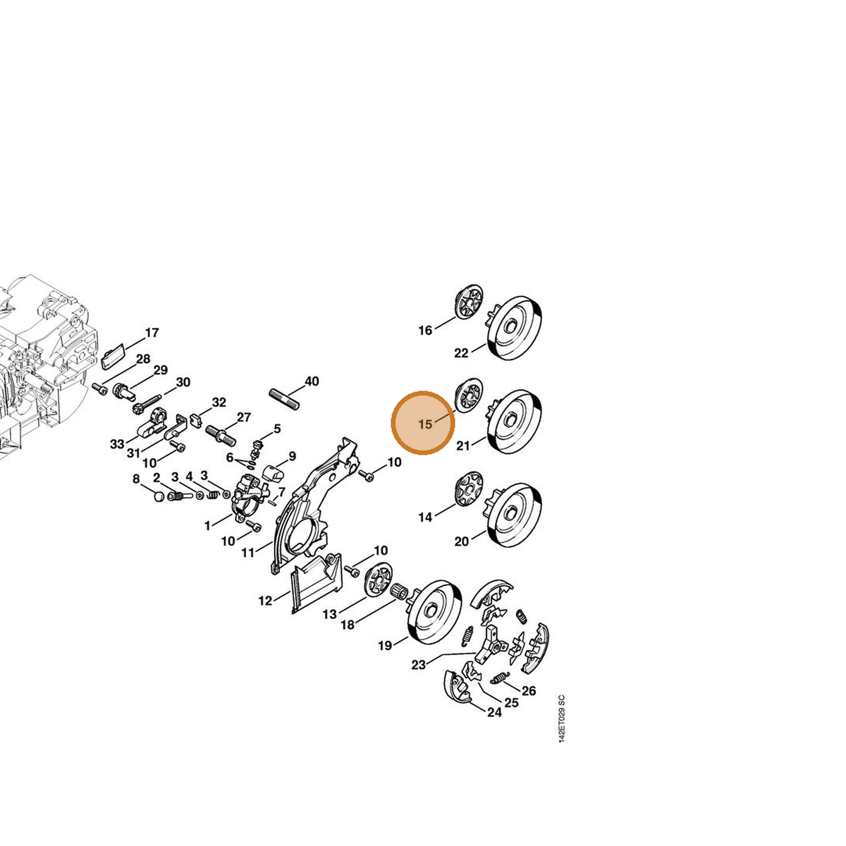 STIHL part 1129-640-7102 — IPL diagram snippet (6x zoom, amber highlight)