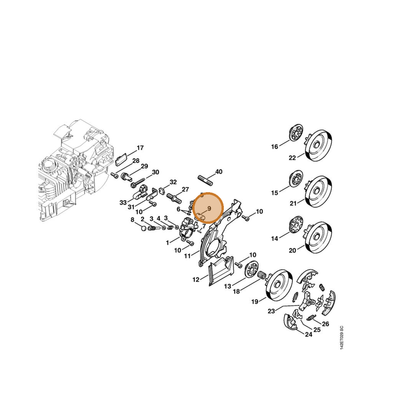 STIHL part 1129-647-5701 — IPL diagram snippet (6x zoom, amber highlight)