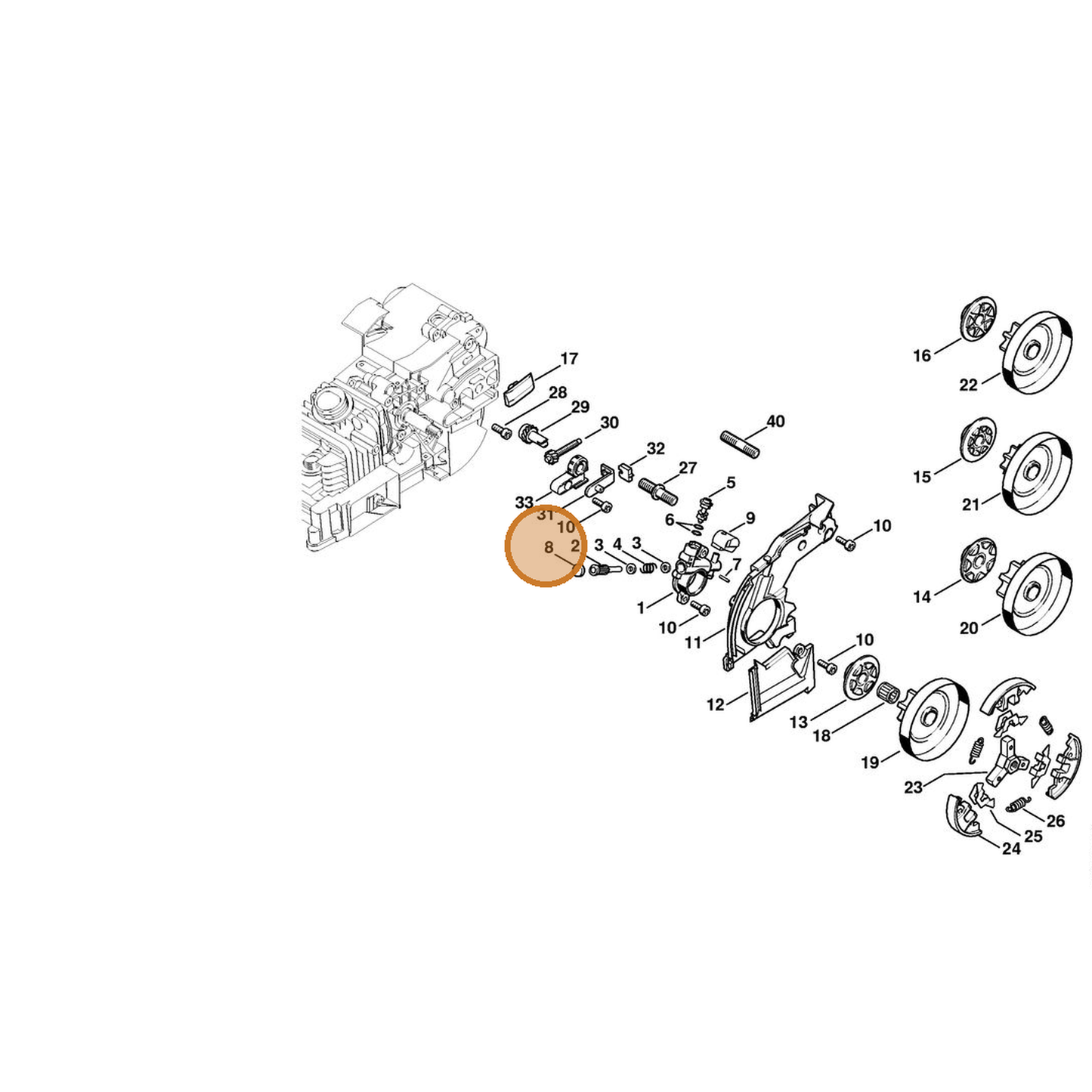STIHL part 1129-647-7000 — IPL diagram snippet (6x zoom, amber highlight)