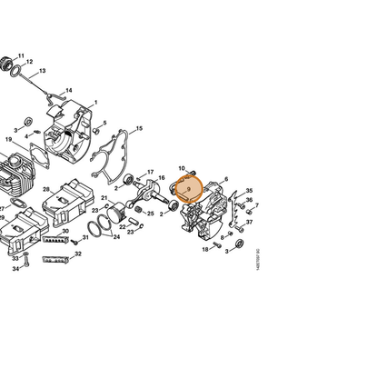 STIHL part 1129-647-9400 — IPL diagram snippet (6x zoom, amber highlight)