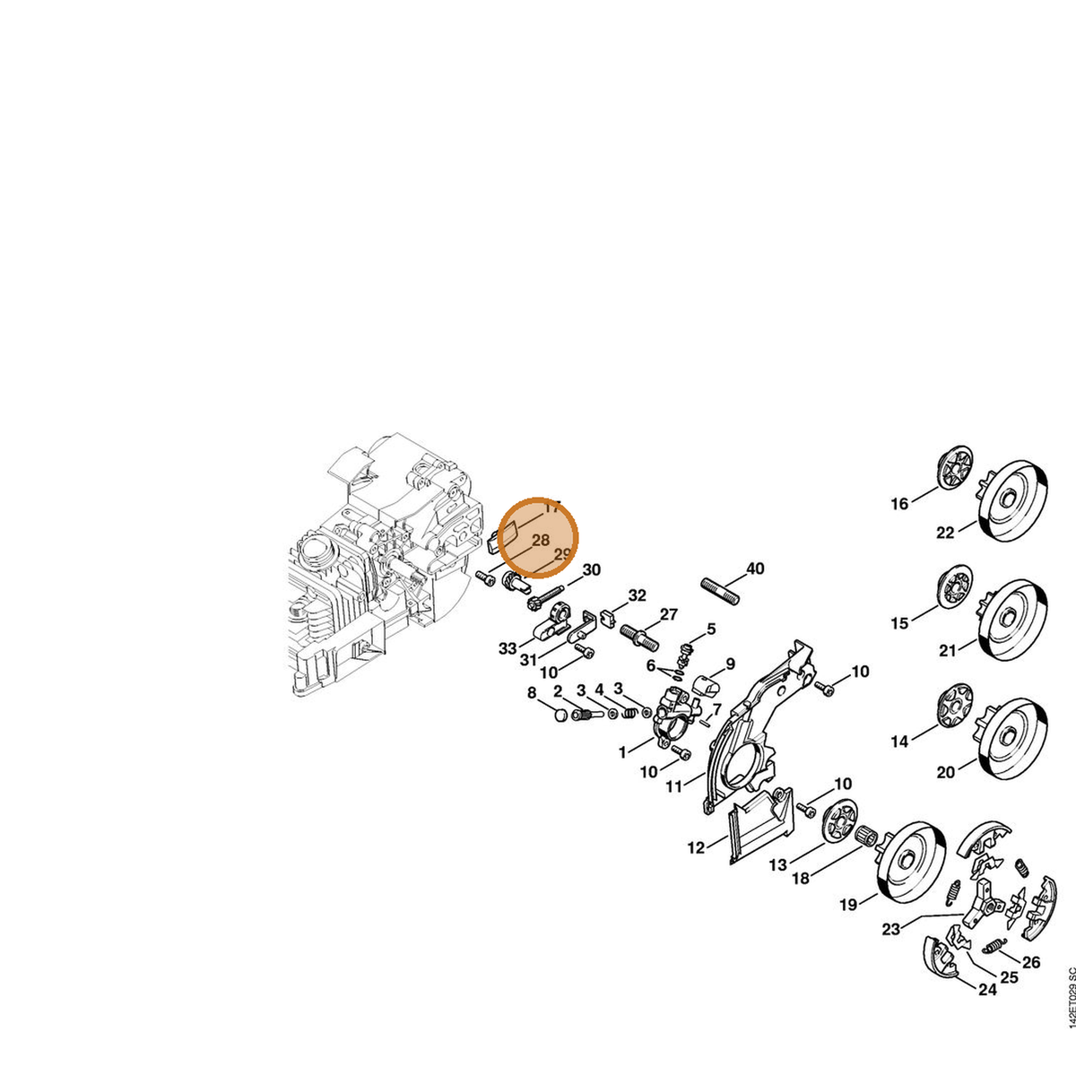 STIHL part 1129-664-2400 — IPL diagram snippet (6x zoom, amber highlight)