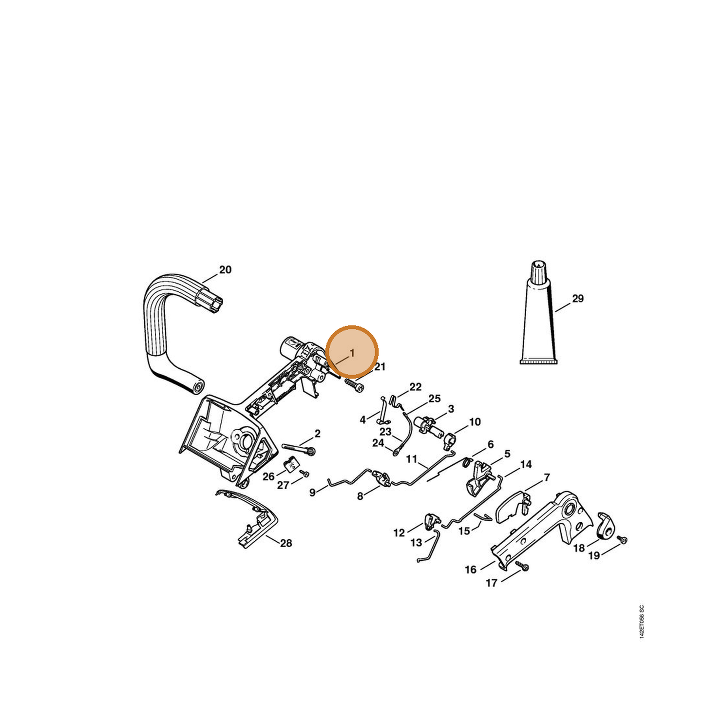 STIHL part 1129-790-1015 — IPL diagram snippet (6x zoom, amber highlight)
