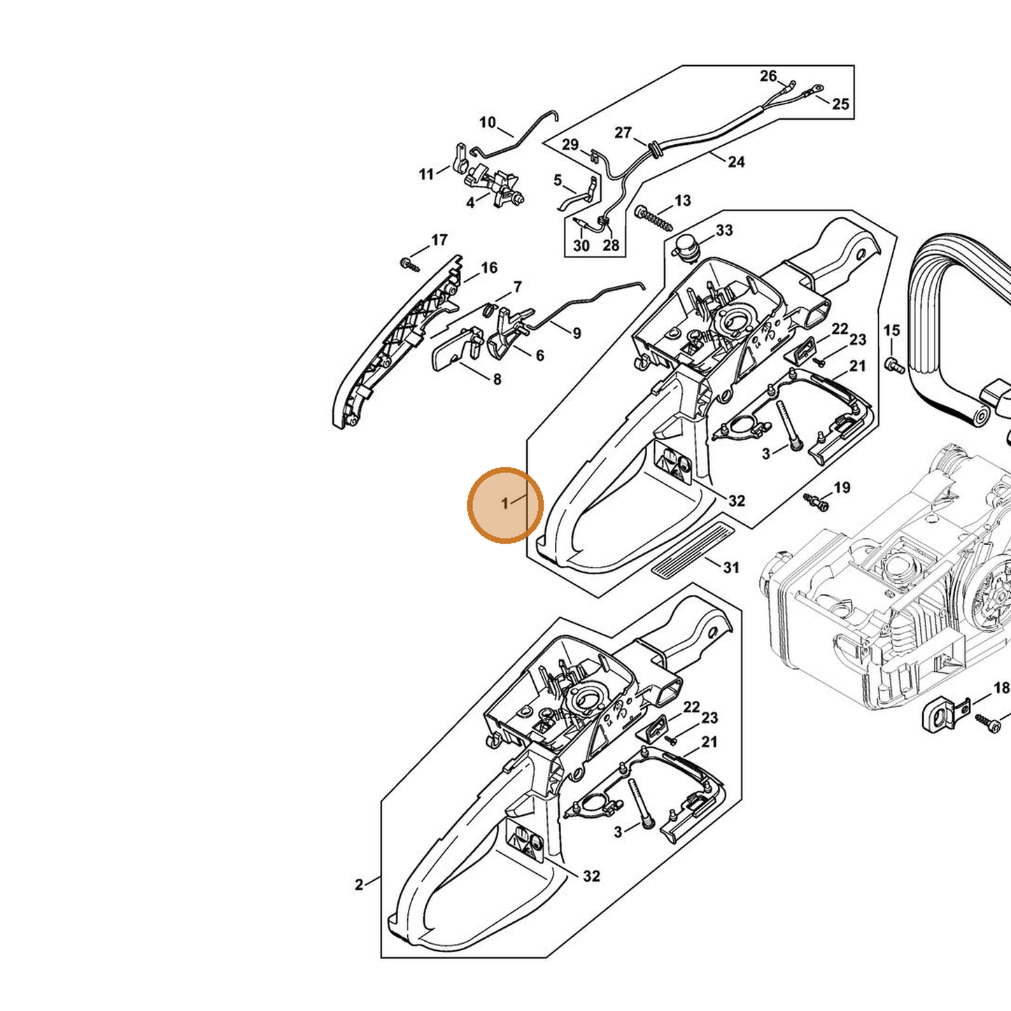 STIHL part 1129-790-1016 — IPL diagram snippet (6x zoom, amber highlight)
