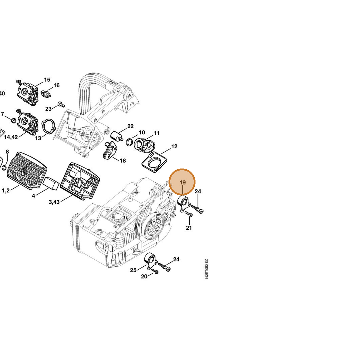 STIHL part 1129-790-9900 — IPL diagram snippet (6x zoom, amber highlight)