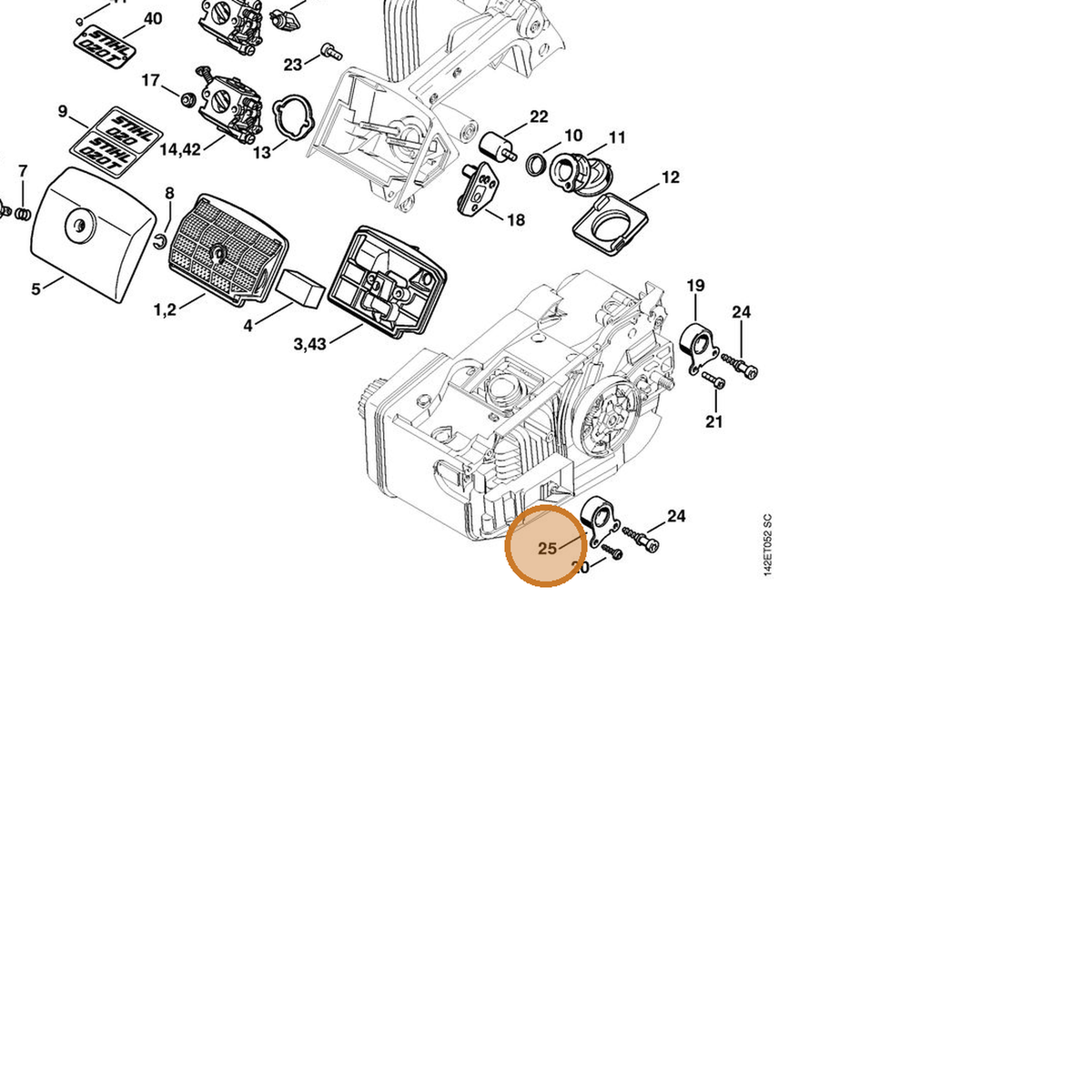 STIHL part 1129-790-9902 — IPL diagram snippet (6x zoom, amber highlight)