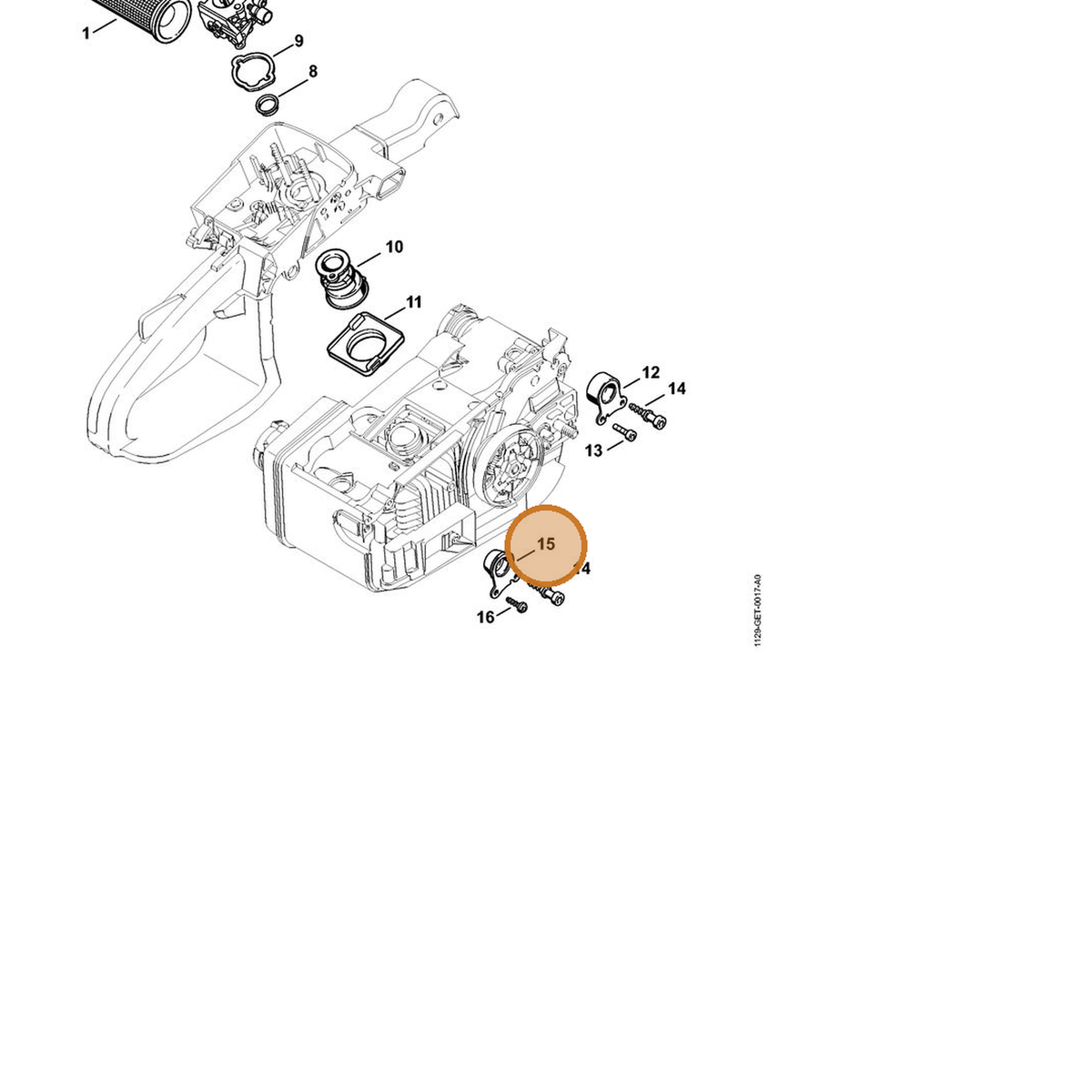 STIHL part 1129-790-9903 — IPL diagram snippet (6x zoom, amber highlight)
