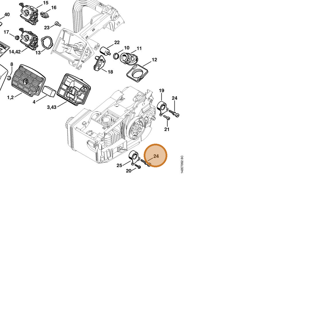 STIHL part 1129-791-6100 — IPL diagram snippet (6x zoom, amber highlight)
