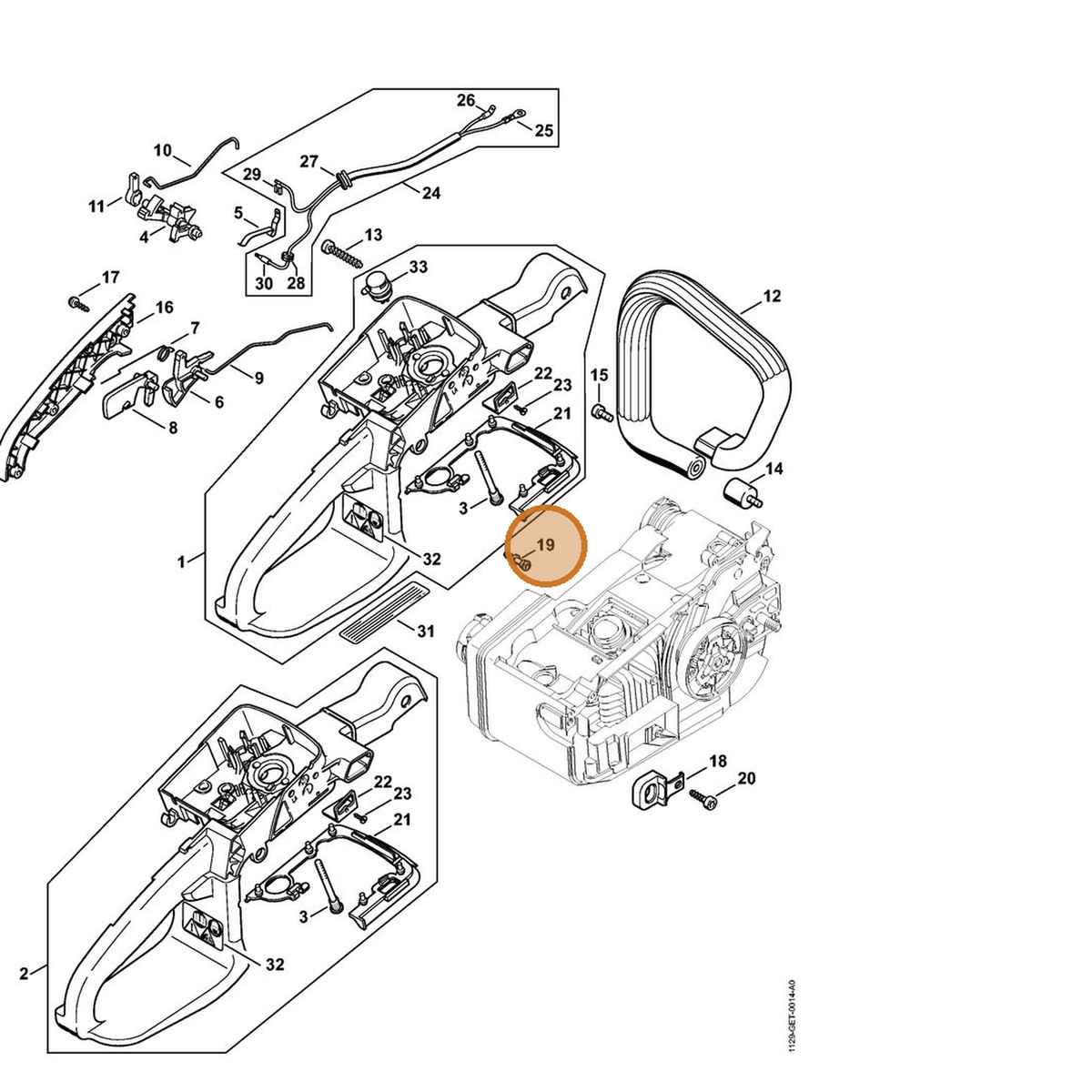 STIHL part 1129-791-6101 — IPL diagram snippet (6x zoom, amber highlight)