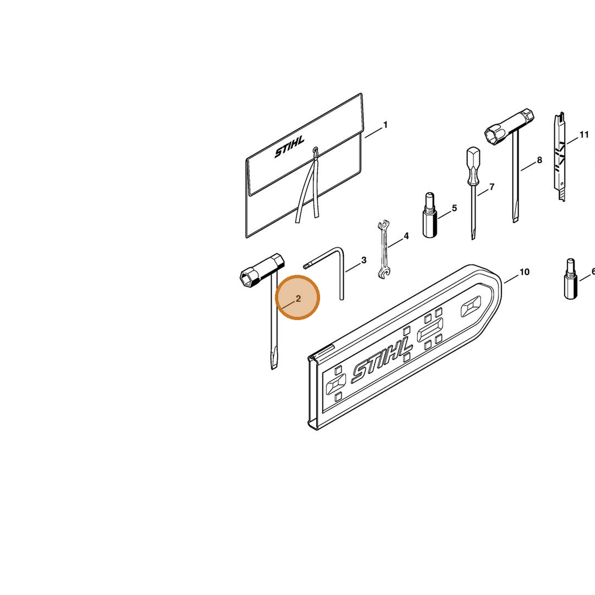 STIHL part 1129-890-3401 — IPL diagram snippet (6x zoom, amber highlight)
