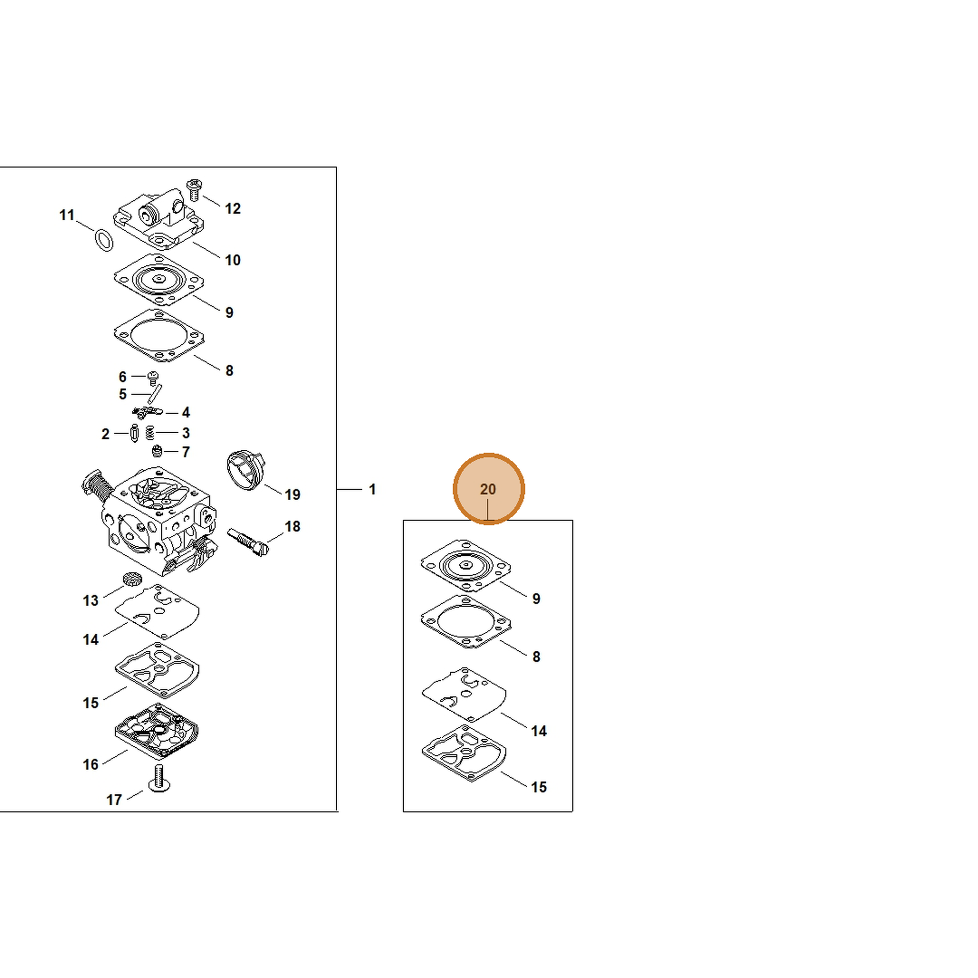 STIHL part 1130-007-1700 — IPL diagram snippet (6x zoom, amber highlight)