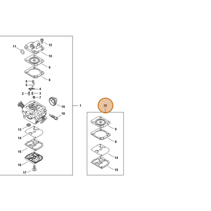 STIHL part 1130-007-1700 — IPL diagram snippet (6x zoom, amber highlight)