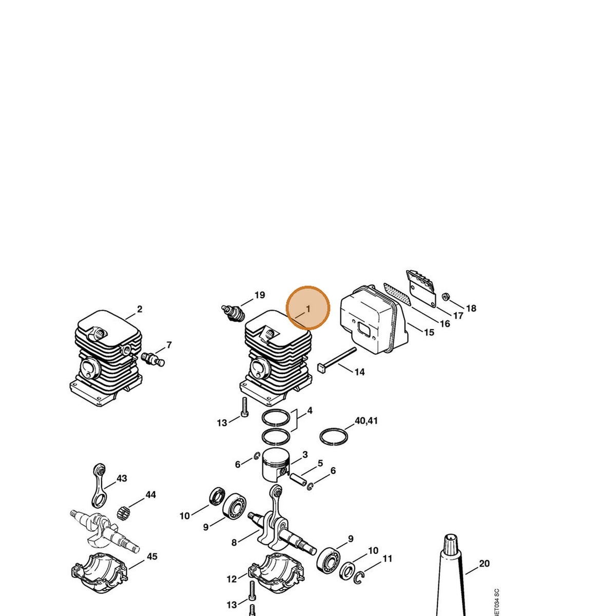 STIHL part 1130-020-1207 — IPL diagram snippet (6x zoom, amber highlight)