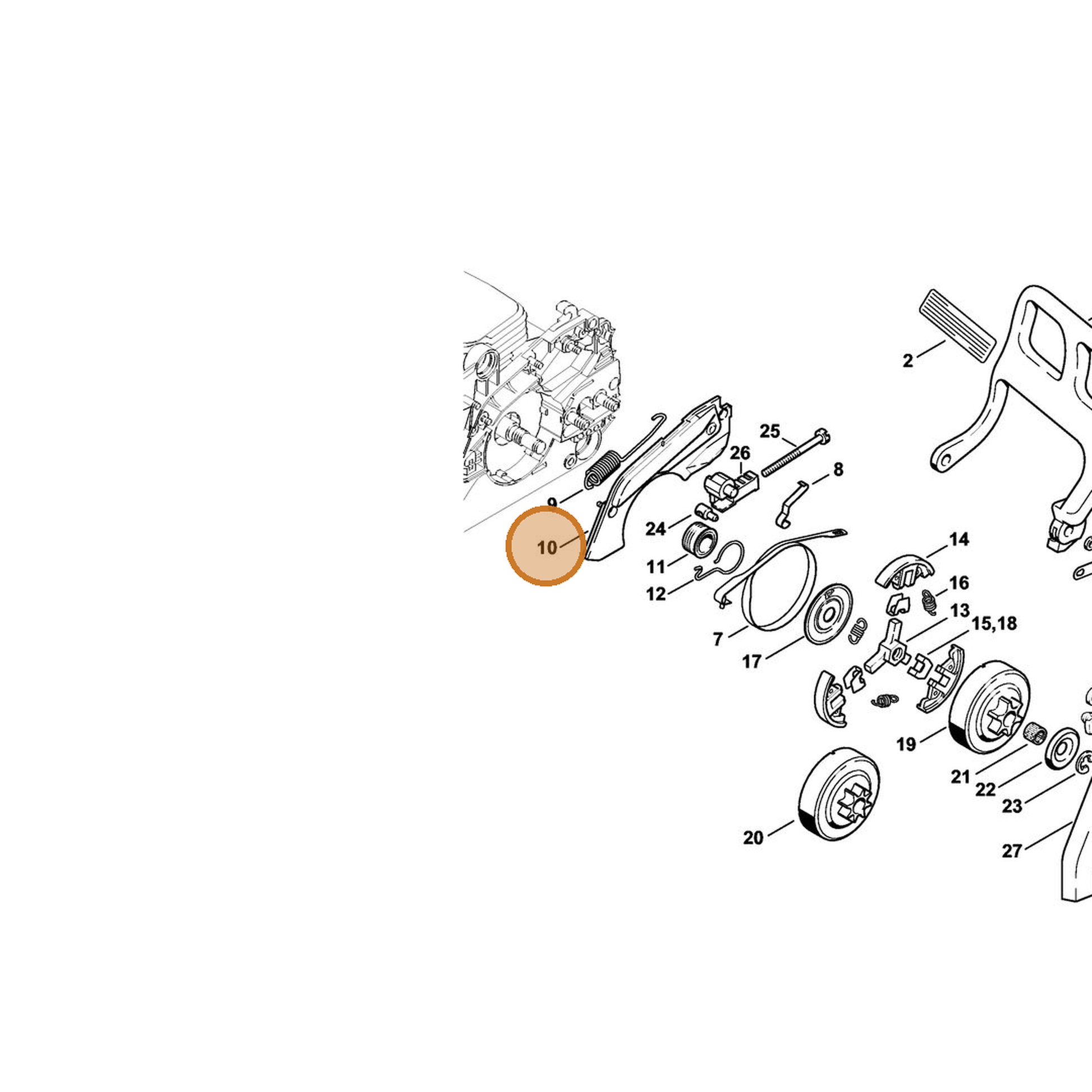STIHL part 1130-021-1100 — IPL diagram snippet (6x zoom, amber highlight)