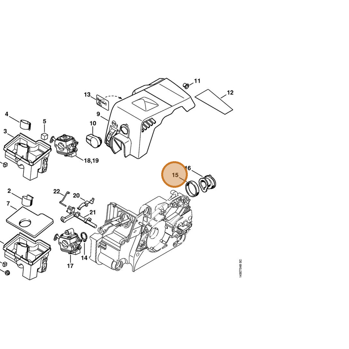 STIHL part 1130-022-2000 — IPL diagram snippet (6x zoom, amber highlight)
