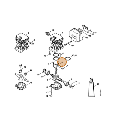 STIHL part 1130-030-2000 — IPL diagram snippet (6x zoom, amber highlight)