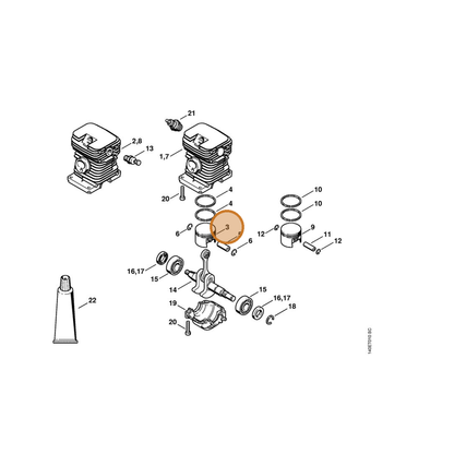 STIHL part 1130-030-2004 — IPL diagram snippet (6x zoom, amber highlight)