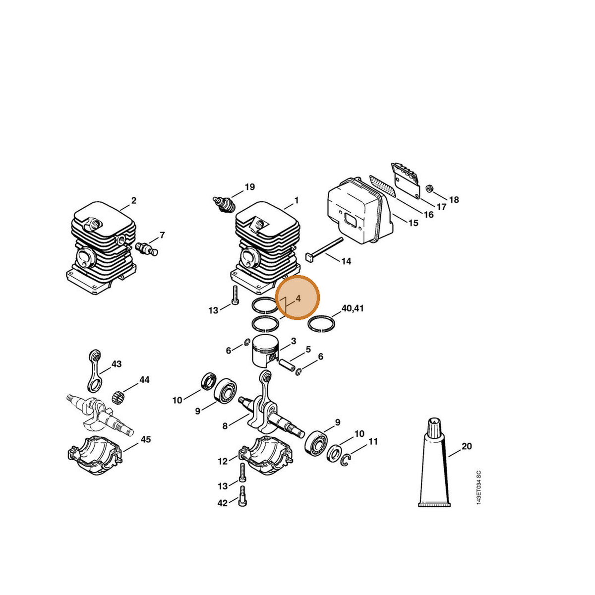 STIHL part 1130-034-3003 — IPL diagram snippet (6x zoom, amber highlight)