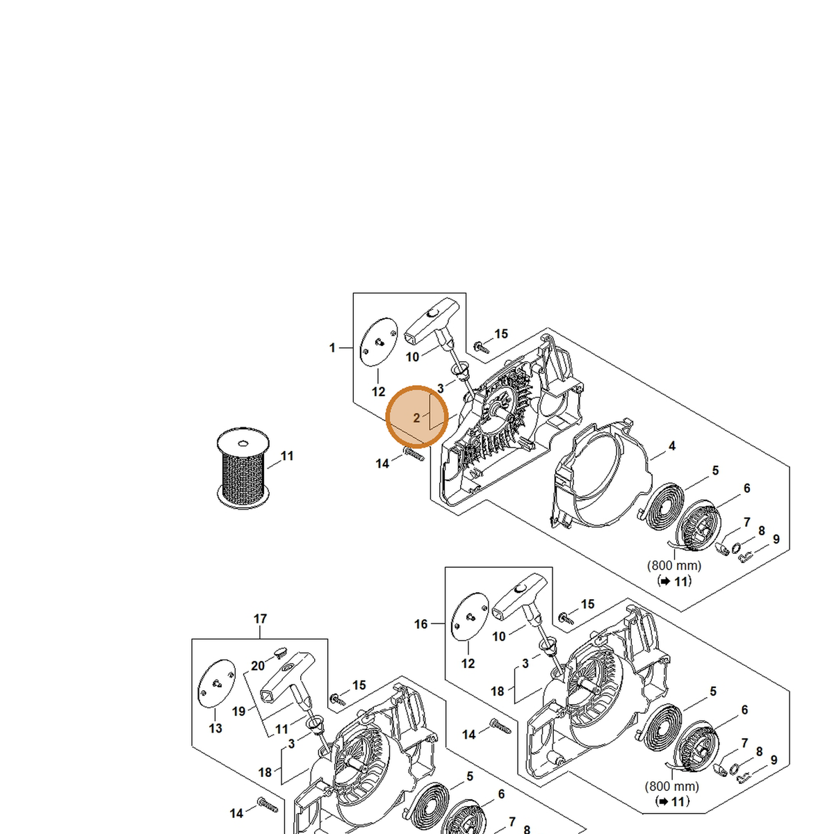 STIHL part 1130-080-1807 — IPL diagram snippet (6x zoom, amber highlight)