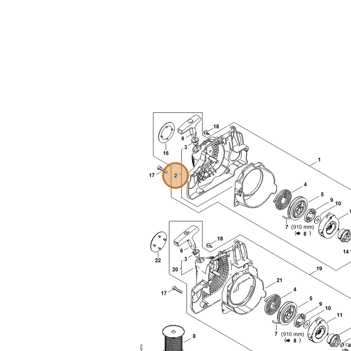 STIHL part 1130-080-1811 — IPL diagram snippet (6x zoom, amber highlight)