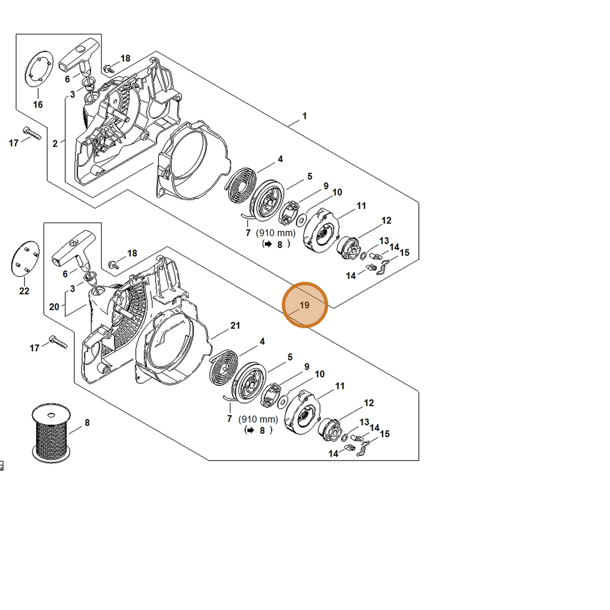 STIHL part 1130-080-2103 — IPL diagram snippet (6x zoom, amber highlight)