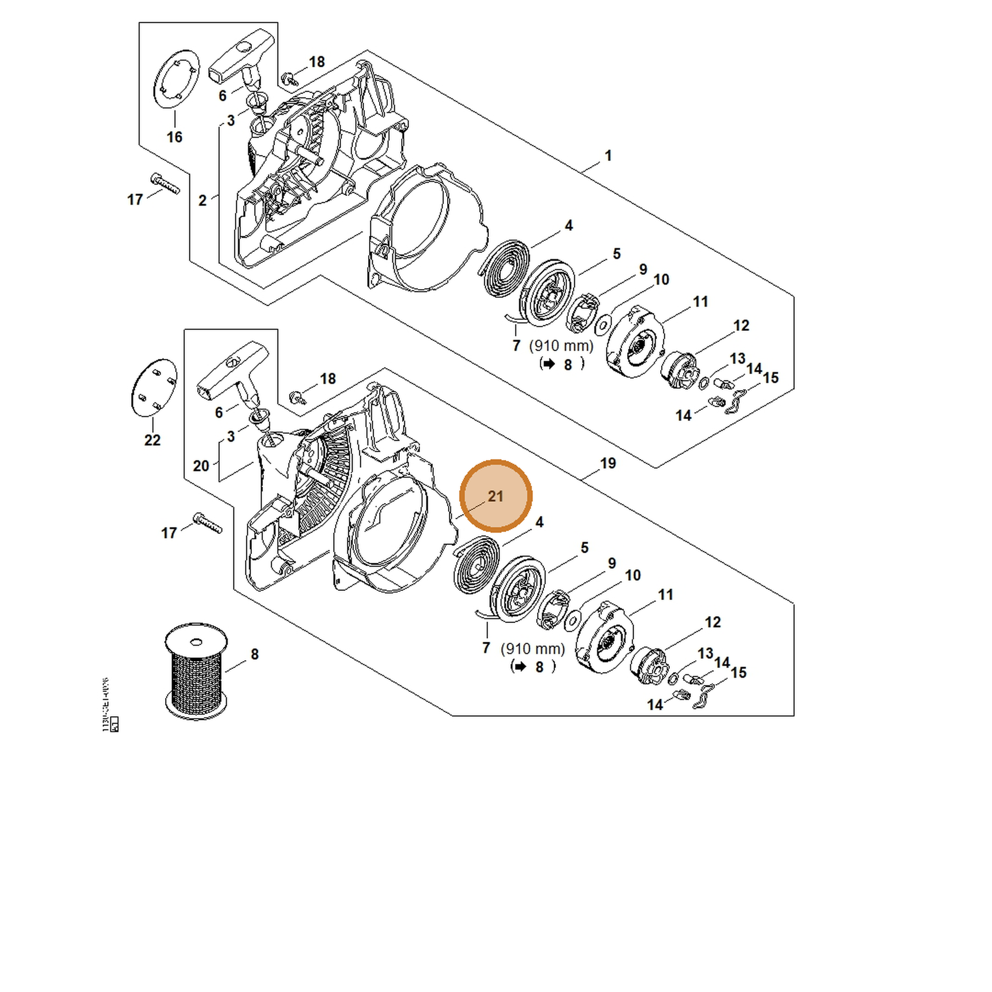 STIHL part 1130-084-7800 — IPL diagram snippet (6x zoom, amber highlight)