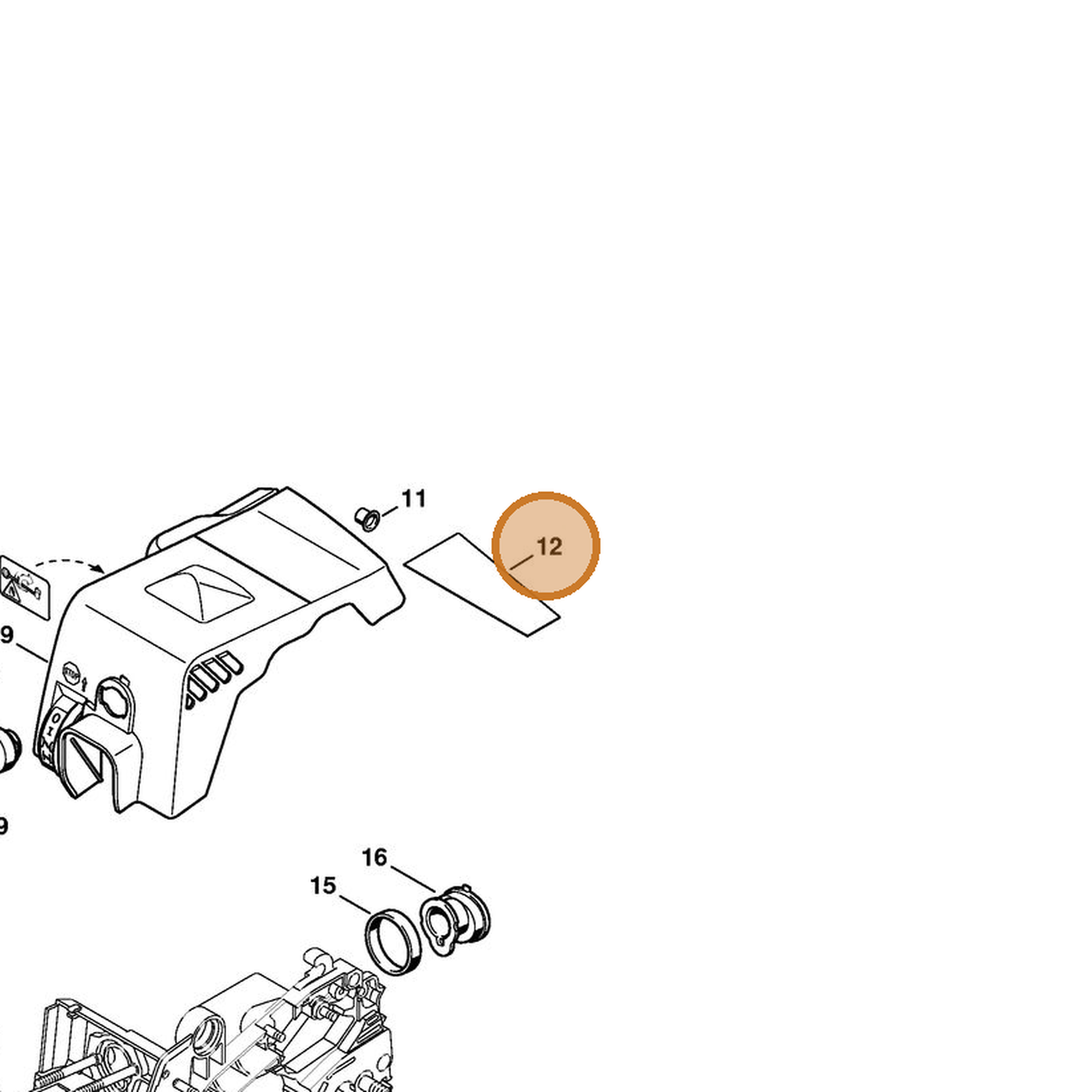STIHL part 1130-084-8300 — IPL diagram snippet (6x zoom, amber highlight)