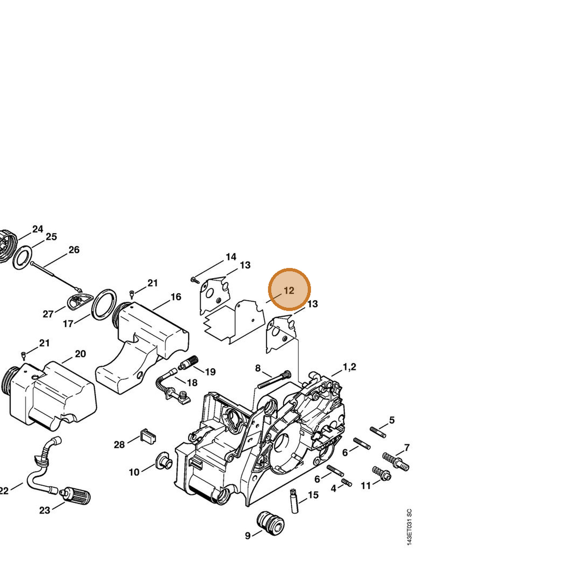 STIHL part 1130-084-8303 — IPL diagram snippet (6x zoom, amber highlight)