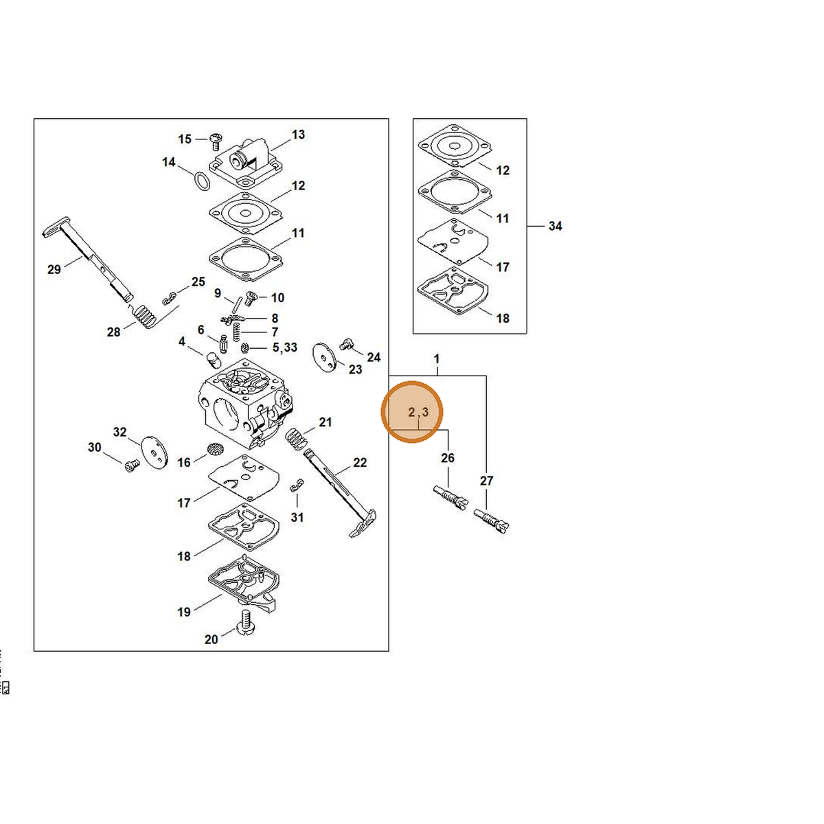 STIHL part 1130-120-0603 — IPL diagram snippet (6x zoom, amber highlight)