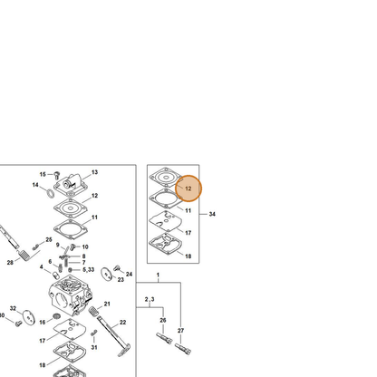 STIHL part 1130-121-0800 — IPL diagram snippet (6x zoom, amber highlight)