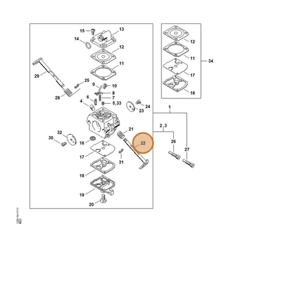 STIHL part 1130-121-3302 — IPL diagram snippet (6x zoom, amber highlight)