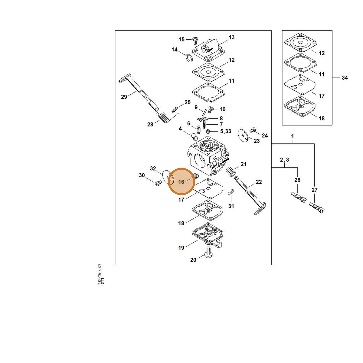STIHL part 1130-121-4800 — IPL diagram snippet (6x zoom, amber highlight)
