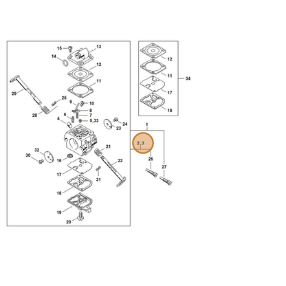 STIHL part 1130-121-5401 — IPL diagram snippet (6x zoom, amber highlight)