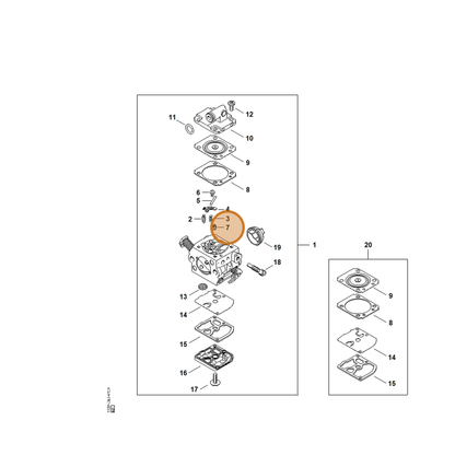 STIHL part 1130-121-5601 — IPL diagram snippet (6x zoom, amber highlight)