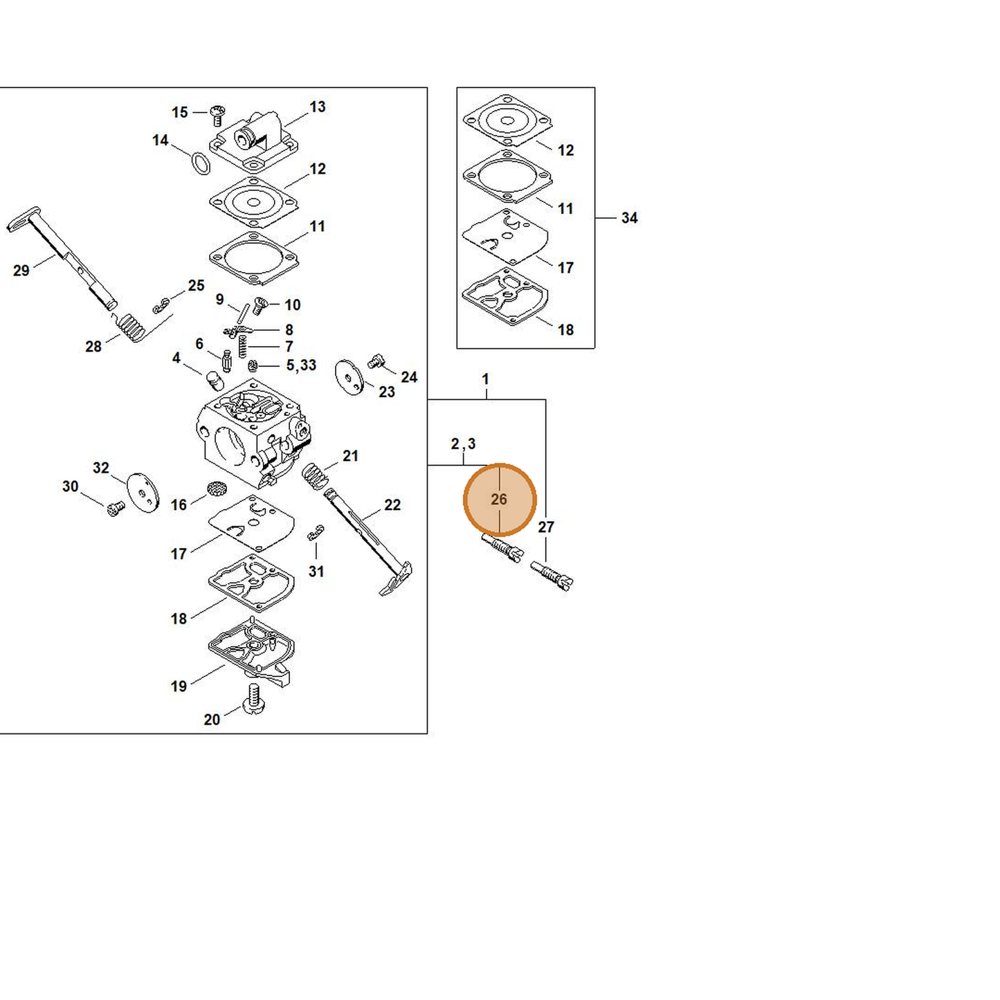 STIHL part 1130-122-6300 — IPL diagram snippet (6x zoom, amber highlight)