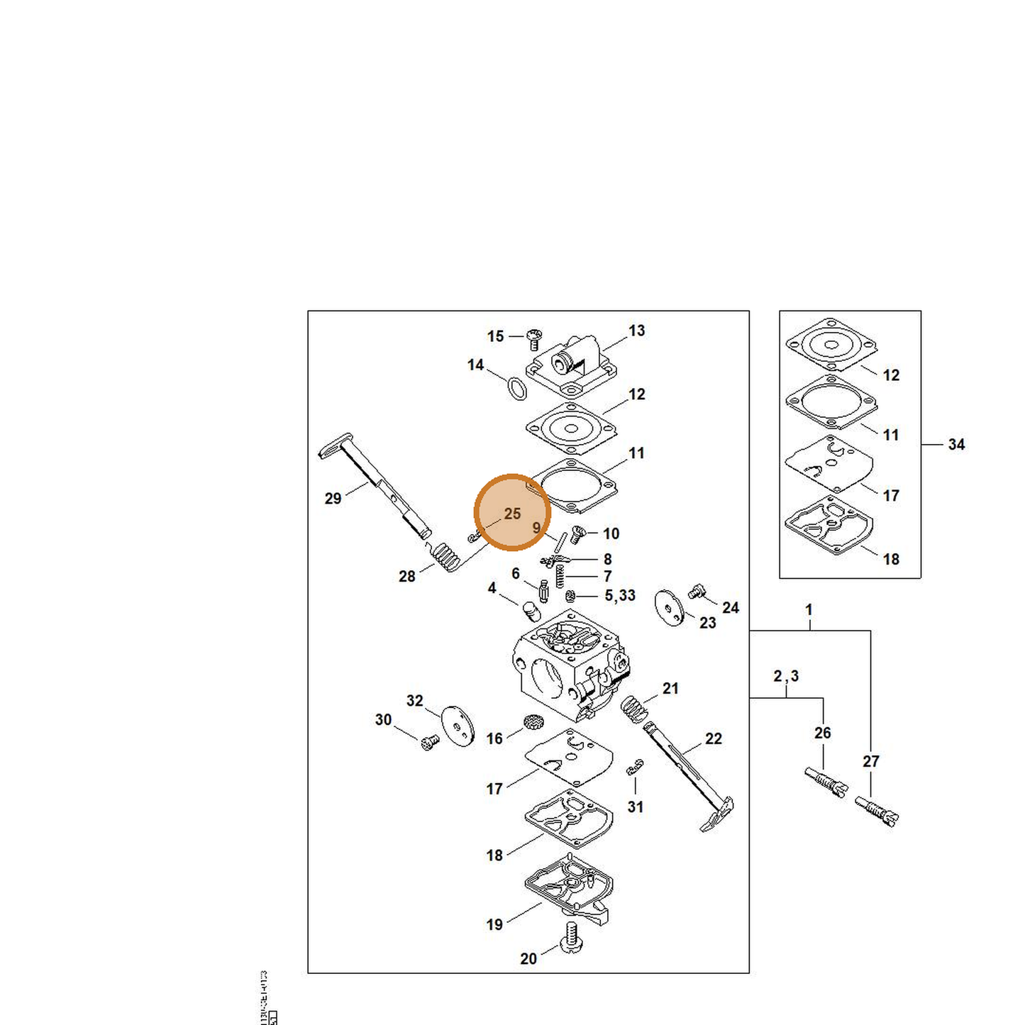 STIHL part 1130-122-6301 — IPL diagram snippet (6x zoom, amber highlight)