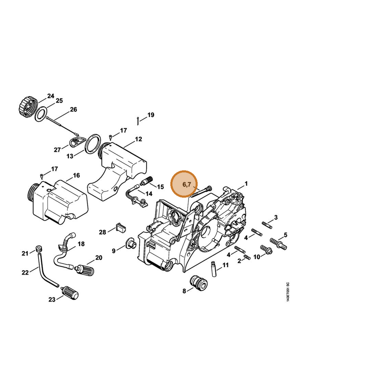 STIHL part 1130-122-6601 — IPL diagram snippet (6x zoom, amber highlight)