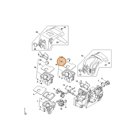 STIHL part 1130-124-0801 — IPL diagram snippet (6x zoom, amber highlight)