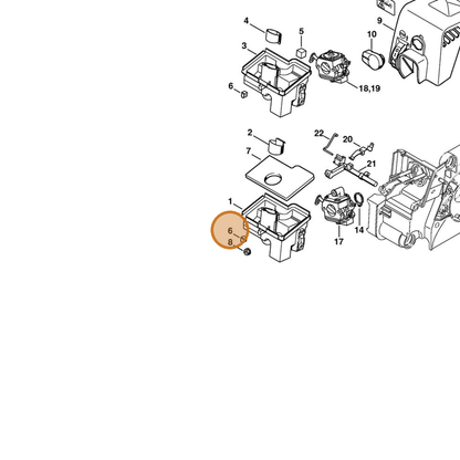 STIHL part 1130-124-7100 — IPL diagram snippet (6x zoom, amber highlight)