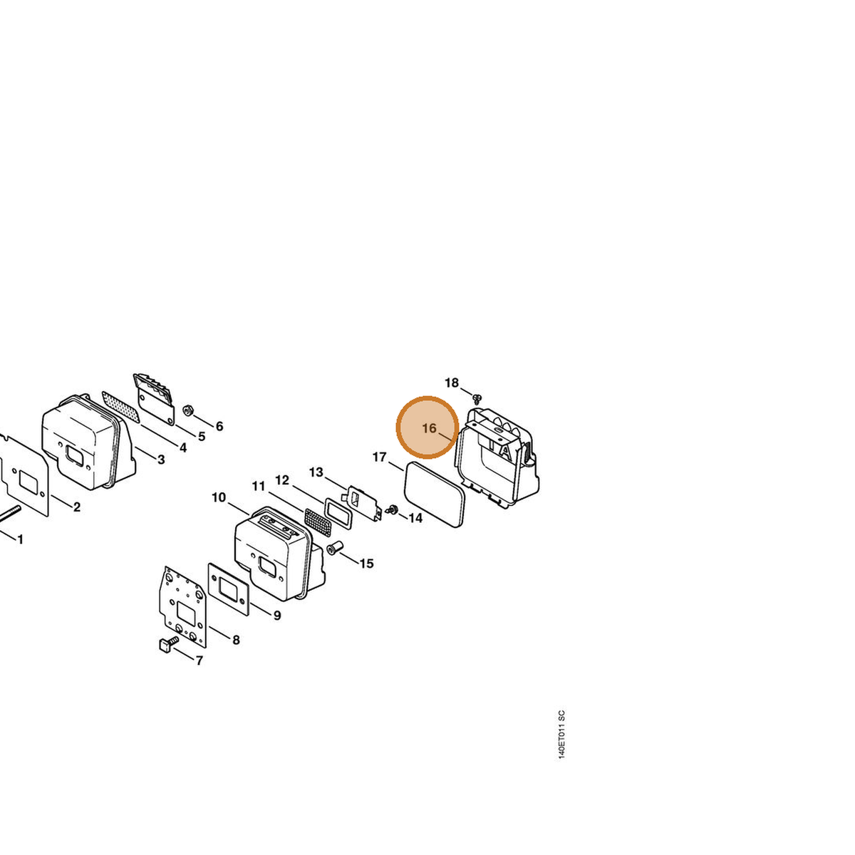 STIHL part 1130-140-0500 — IPL diagram snippet (6x zoom, amber highlight)