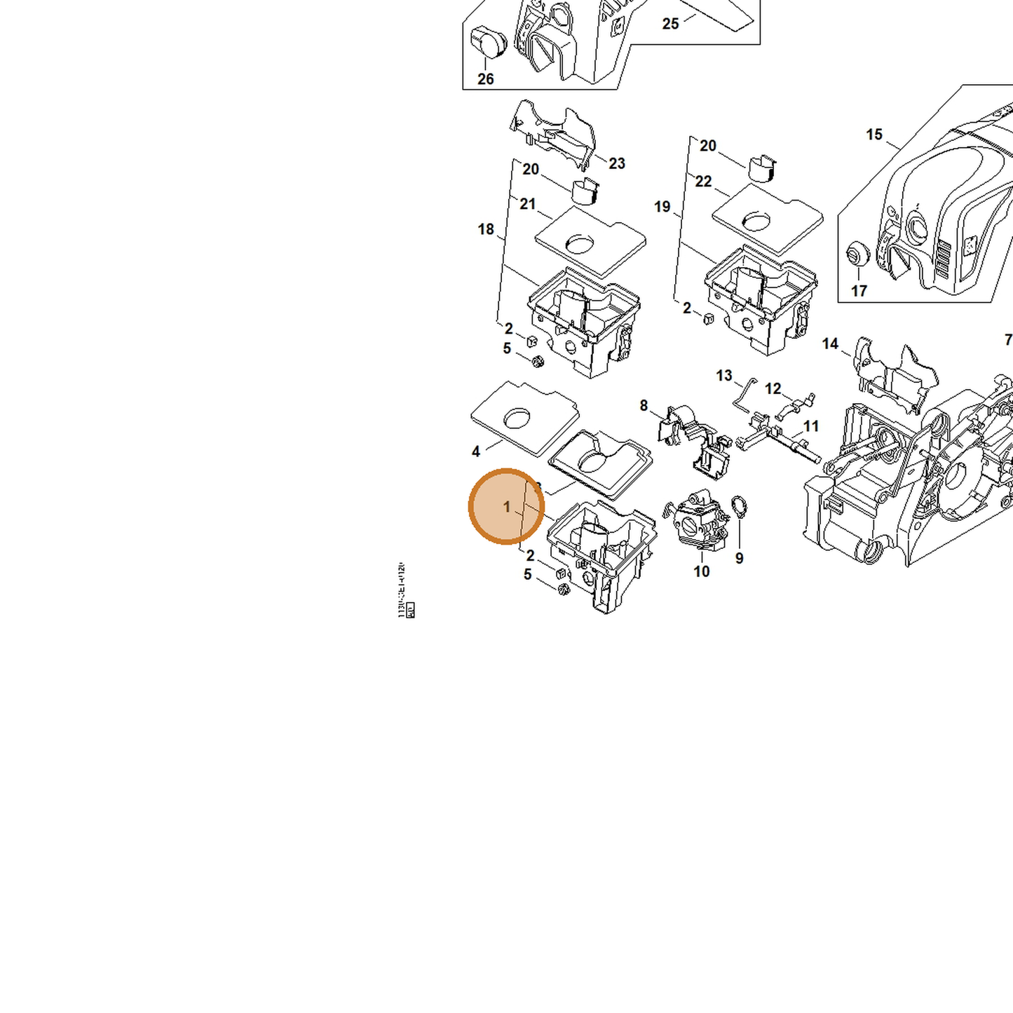 STIHL part 1130-140-2814 — IPL diagram snippet (6x zoom, amber highlight)