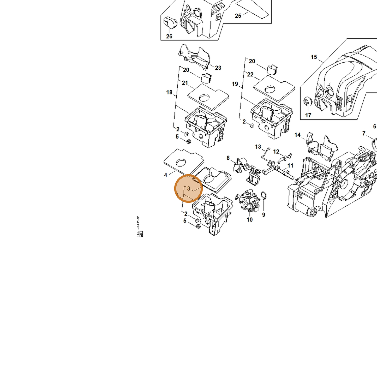 STIHL part 1130-141-1702 — IPL diagram snippet (6x zoom, amber highlight)