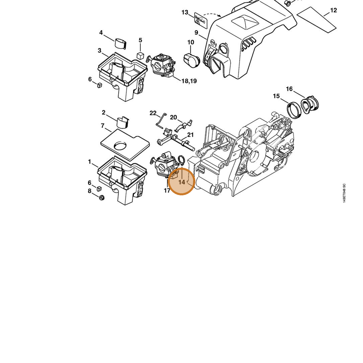 STIHL part 1130-141-1800 — IPL diagram snippet (6x zoom, amber highlight)