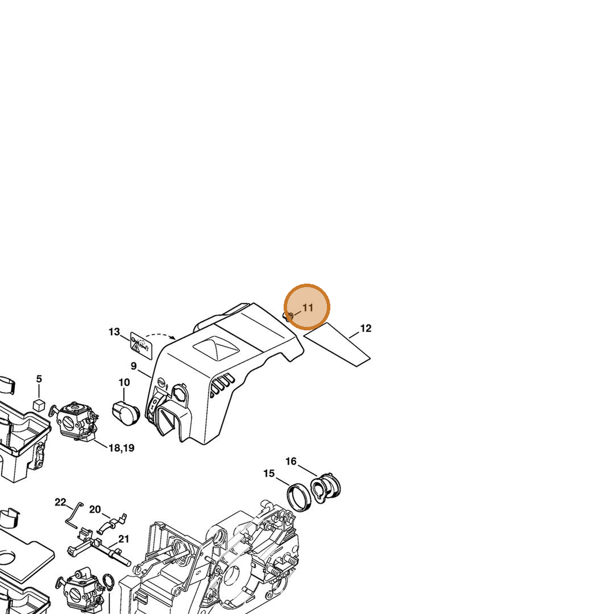 STIHL part 1130-141-1801 — IPL diagram snippet (6x zoom, amber highlight)