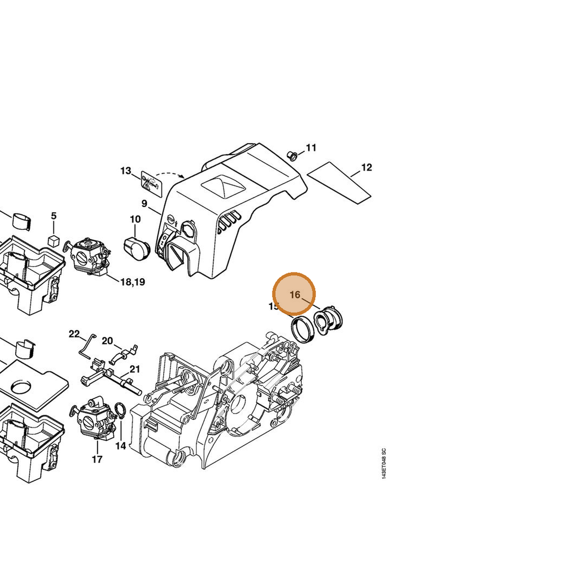 STIHL part 1130-141-2200 — IPL diagram snippet (6x zoom, amber highlight)