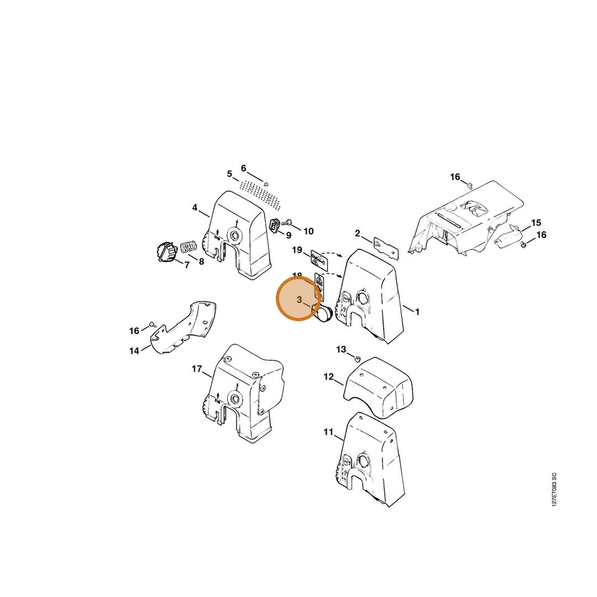 STIHL part 1130-141-2300 — IPL diagram snippet (6x zoom, amber highlight)